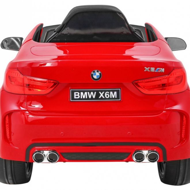 Dětské elektrické autíčko BMW X6M lakované na červeno + dálkové ovládání + EVA + pomalý start + audio + LED dioda