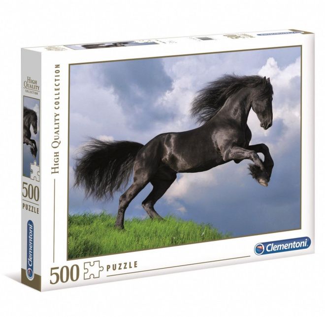 Puzzle 500 prvků HQ Fríský černý kůň