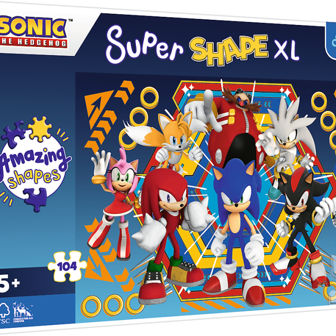 TREFL Puzzle Super Shape XL Svět ježka Sonica 104 dílků