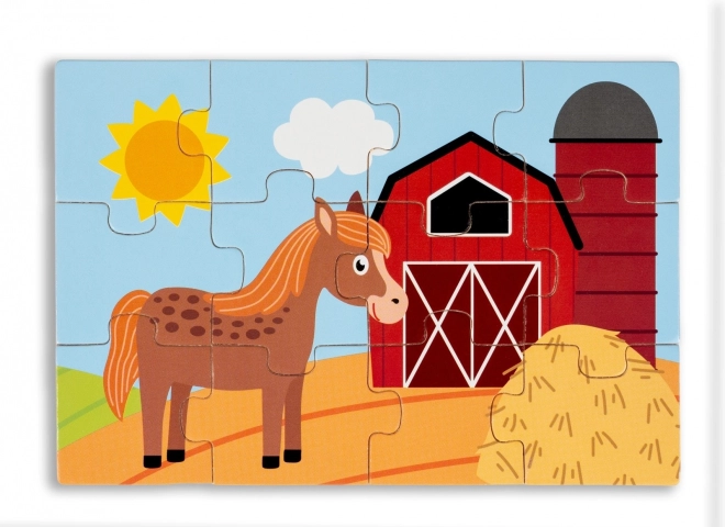 Dřevěné puzzle - život na vesnici