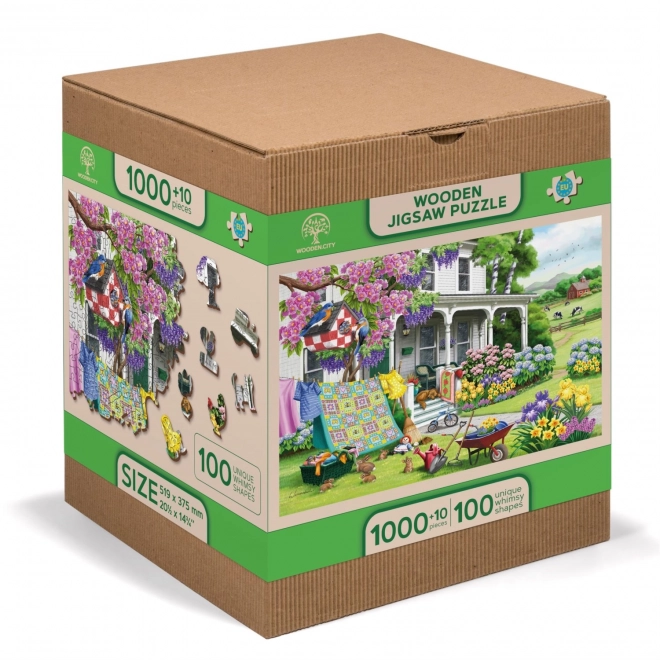 Wooden City Dřevěné puzzle Venkovská zahrada 2v1, 1010 dílků EKO