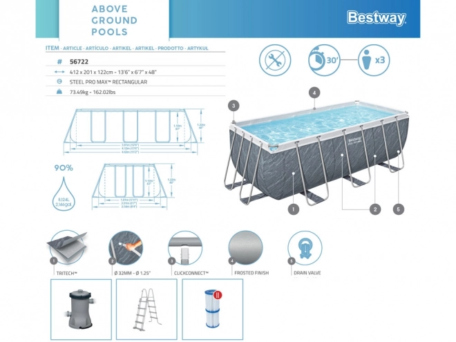 Bazén bestway power steel ratan 412x201x122 cm