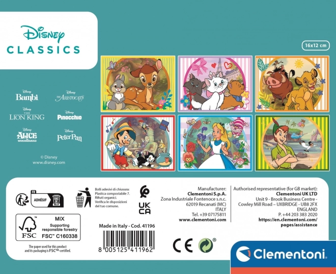 CLEMENTONI Obrázkové kostky Disney klasické pohádky, 12 kostek