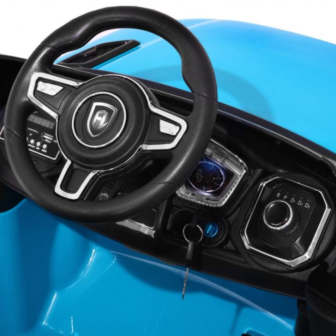 Elektrické autíčko Rapid Racer pro děti Modré + dálkové ovládání + pomalý start + EVA + MP3 LED