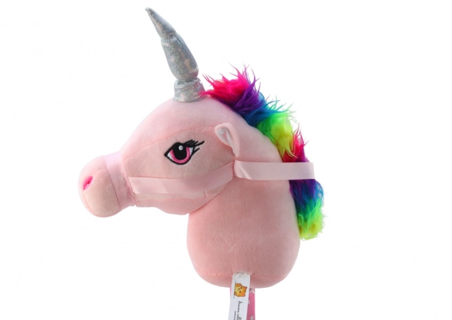 Plyšová hlava jednorožce na tyči Hobby Horse Unicorn Pink Sounds