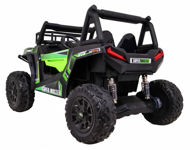 Buggy UTV Off-roader pro děti Zelená + dálkové ovládání + nosič zavazadel + pomalý start + EVA + MP3 LED