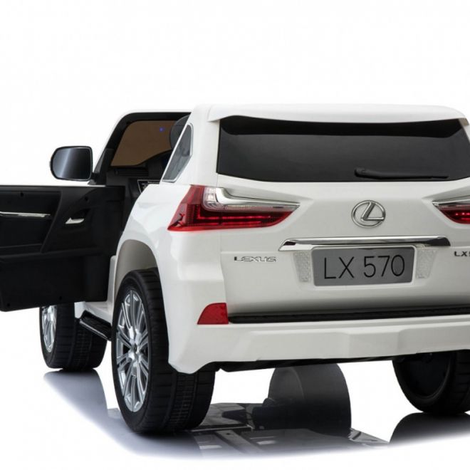 Lexus LX570 2místné dětské auto Bílé + Dálkové ovládání + EVA kola + Rádio MP3 + LED dioda