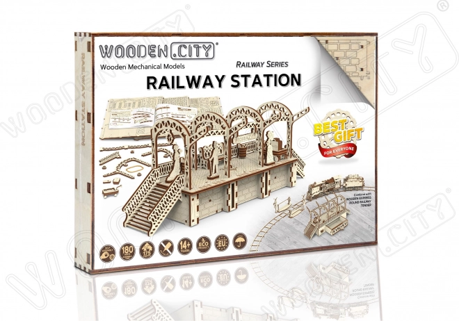 WOODEN CITY 3D puzzle Železniční stanice 175 dílů