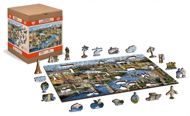 Wooden City Dřevěné puzzle Světové památky 2v1, 75 dílků EKO