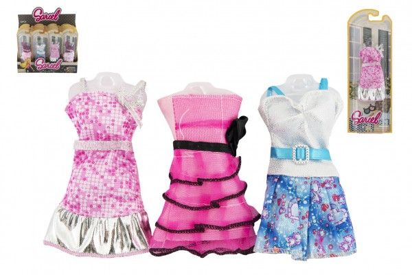 Oblečky/Šaty pro panenky 10-13cm 6 druhů na kartě 10x27x3cm 24ks v boxu – Bílo-růžové s kotvou