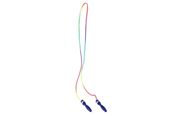 Švihadlo duhové s plastovou rukojetí 210cm 2 barvy v blistru 17x30cm