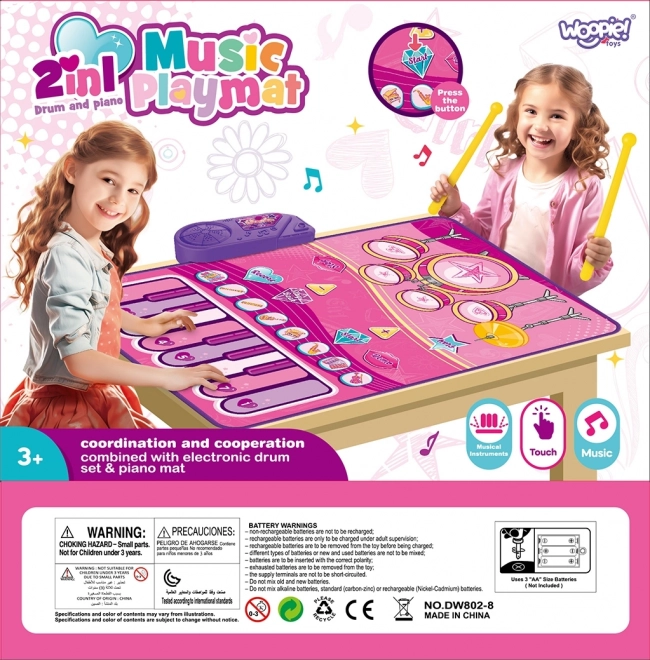 WOOPIE Velká Hudební Podložka 2v1 Interaktivní Bicí a Piano