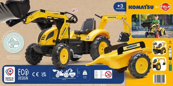 Traktor šlapací Komatsu s přední i zadní lžící a valníkem