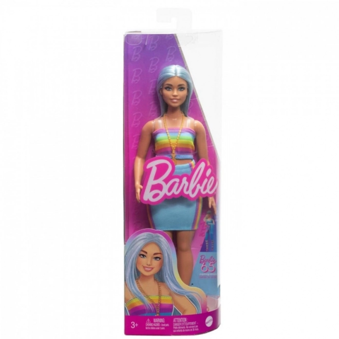 Panenka Barbie Fashionistas s dlouhými modrými vlasy