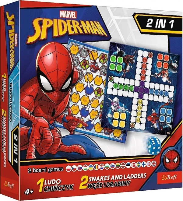 Soubor her 2v1 Člověče, nezlob se, Hadi a žebříky Spider-Man v krabici 25x25x5,5cm