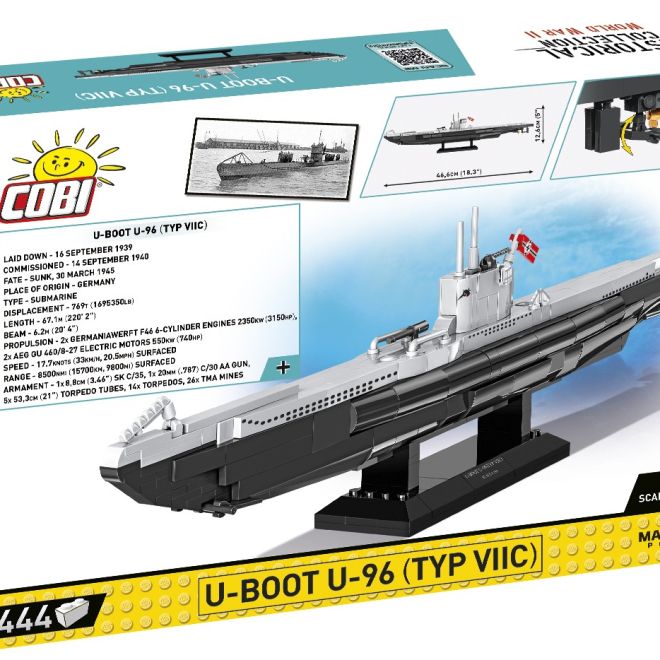 COBI 4847 II WW U-Boot U-96 typ VIIC, 1:144, 444 k