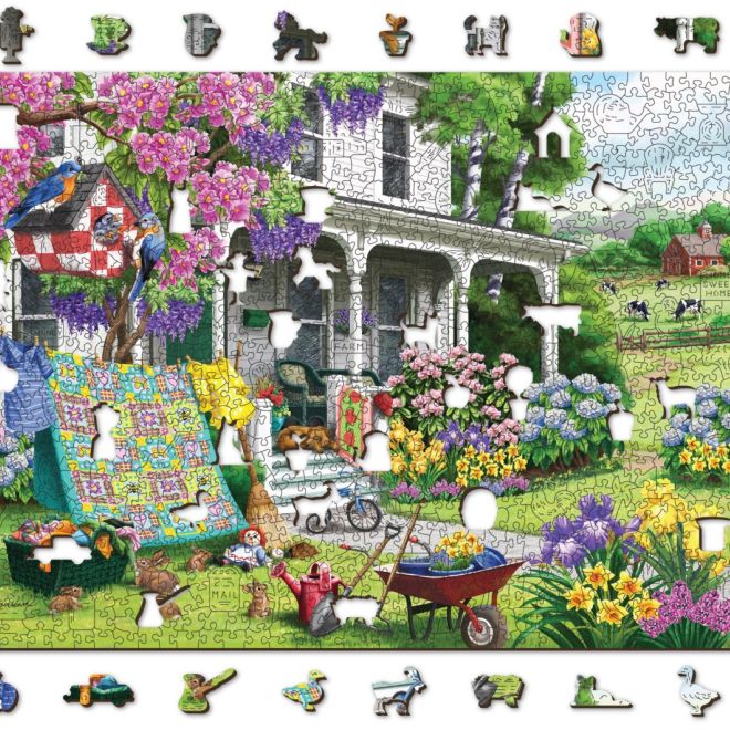 Wooden City Dřevěné puzzle Venkovská zahrada 2v1, 1010 dílků EKO