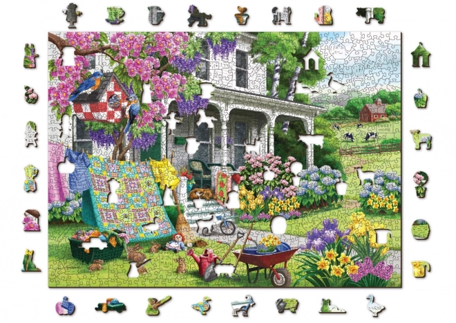 Wooden City Dřevěné puzzle Venkovská zahrada 2v1, 1010 dílků EKO