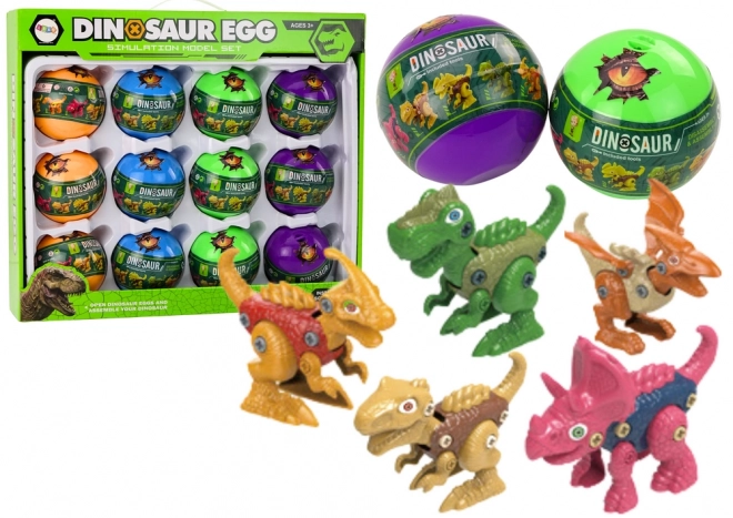 Twisting Dinosaur Eggs 12 Piece Set Barevné