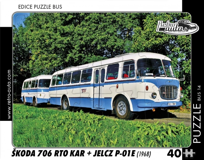 Retro puzzle autobus Škoda 706 RTO KAR a JELCZ P-01E