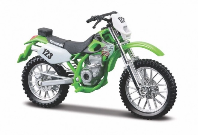Kovový model motocyklu Kawasaki KLX 250SR se stojanem