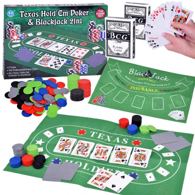 Sada karetní hra 2v1 poker a blackjack