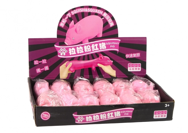 Pružná růžová hračka Squishy Pig Sensory Toy
