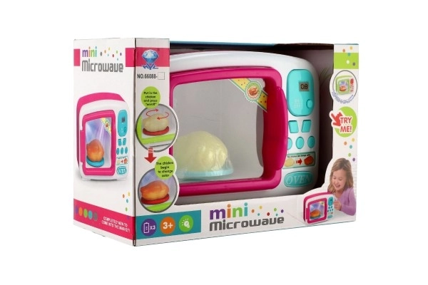 Mikrovlnná trouba plast 21x16cm na baterie se zvukem se světlem v krabici 26,5x19x13cm