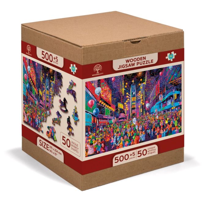 Wooden City Dřevěné puzzle Silvestr 2v1, 505 dílků EKO