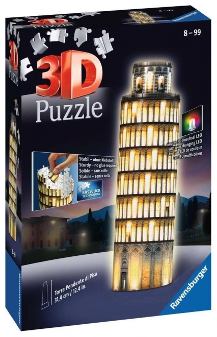 RAVENSBURGER Svítící 3D puzzle Noční edice Šikmá věž v Pise 216 dílků