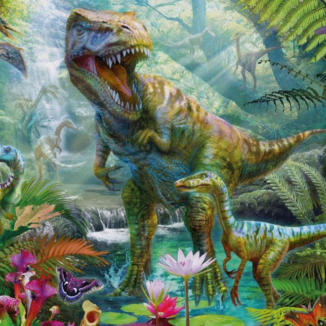 SCHMIDT Puzzle Dinosauři 4v1 v plechovém kufříku (60,60,100,100 dílků)