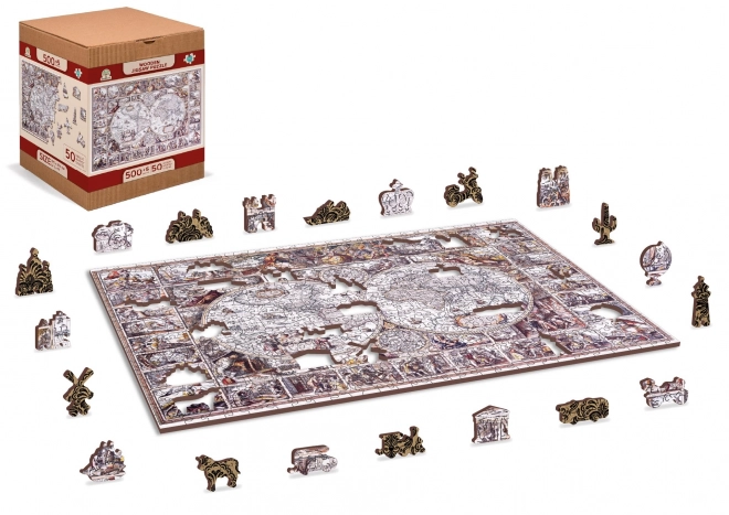 WOODEN CITY Dřevěné puzzle Mapa doby objevů 2v1, 505 dílků EKO