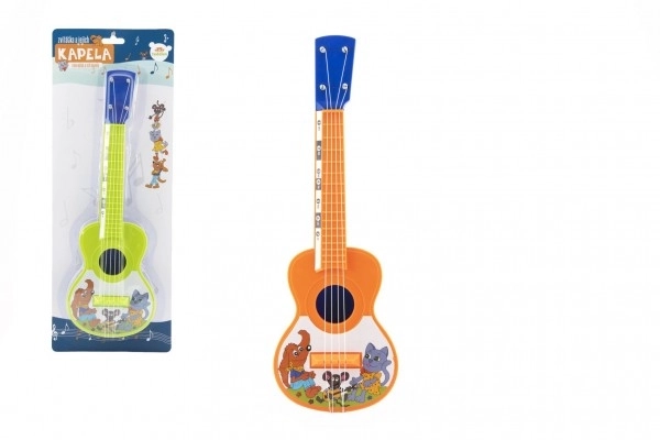 Ukulele/kytara plast 40cm s trsátkem Zvířátka a jejich kapela 2 barvy na kartě