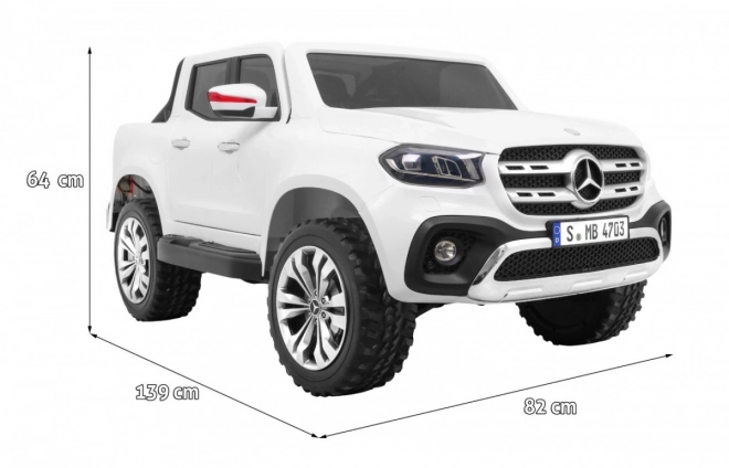 Mercedes Benz třídy X pro děti bílý + dálkové ovládání + 4x4 + MP4 + nosič zavazadel + LED + EVA