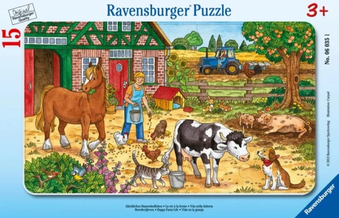 RAVENSBURGER Puzzle Šťastný život na statku 15 dílků