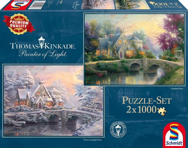 SCHMIDT Puzzle Jaro a zima v Lamplight Manor 2x1000 dílků