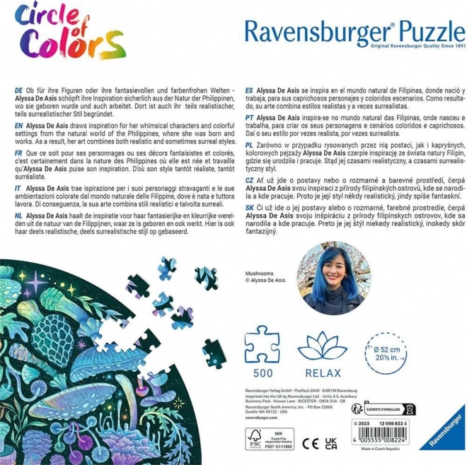 RAVENSBURGER Kulaté puzzle Kruh barev: Houby 500 dílků