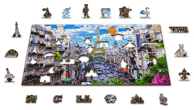 Wooden City Dřevěné puzzle Rušná Paříž 2v1, 150 dílků EKO