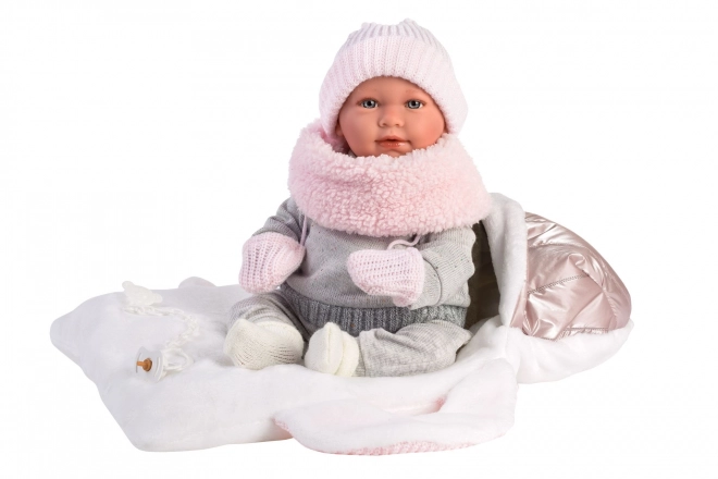 Llorens 74004 NEW BORN - realistická panenka miminko se zvuky a měkkým látkovým tělem - 42 cm