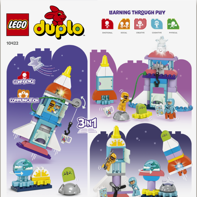 LEGO® DUPLO® 10422 Vesmírné dobrodružství s raketoplánem 3 v 1