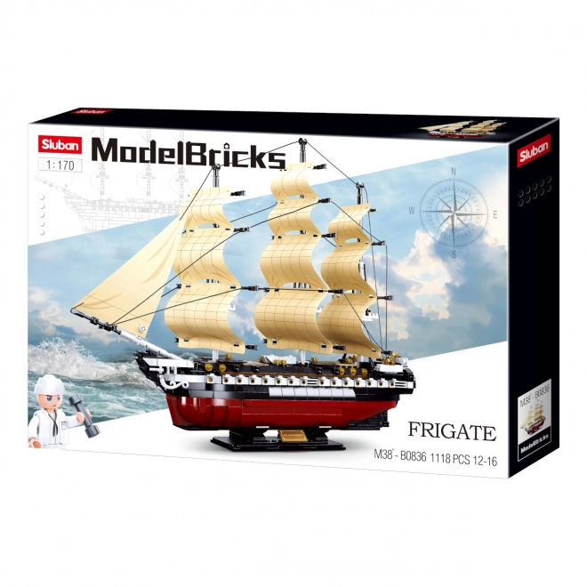 Sluban Model Bricks M38-B0836 Fregata USS Constitution plachetní válečná loď