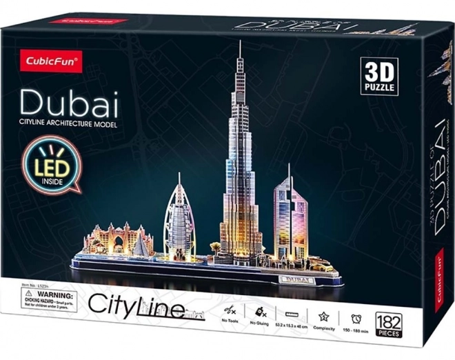 Svítící 3D puzzle panorama Dubaj