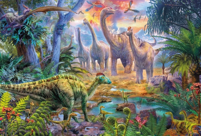 SCHMIDT Puzzle Dinosauři 4v1 v plechovém kufříku (60,60,100,100 dílků)