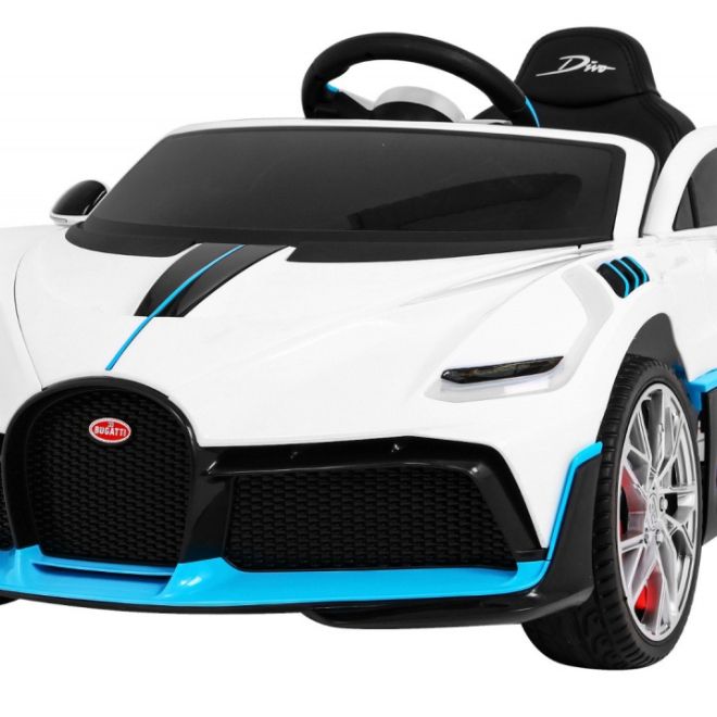 Bugatti Divo Dětské autíčko na baterie bílé + dálkové ovládání + EVA + pomalý start + LED MP3