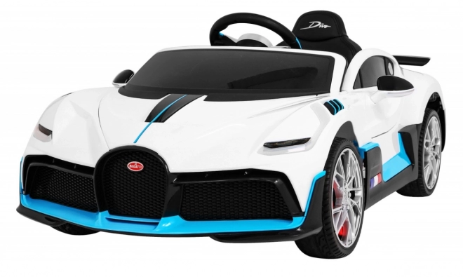 Bugatti Divo Dětské autíčko na baterie bílé + dálkové ovládání + EVA + pomalý start + LED MP3