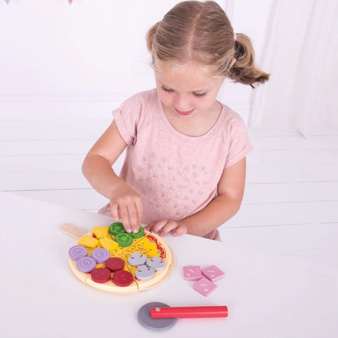 Bigjigs Toys Dřevěná krájecí pizza