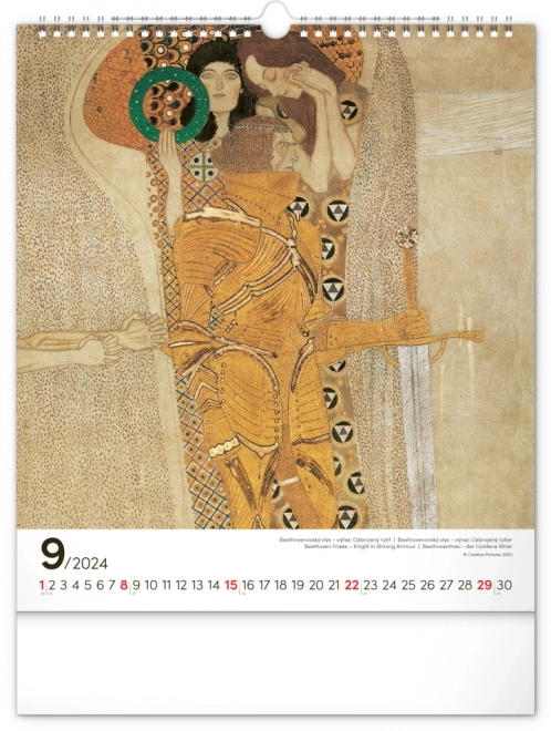 Nástěnný kalendář Gustav Klimt 2024, 30 × 34 cm
