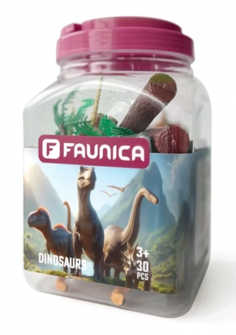 Sada figurek a doplňků s motivem dinosaurů, 30 kusů.