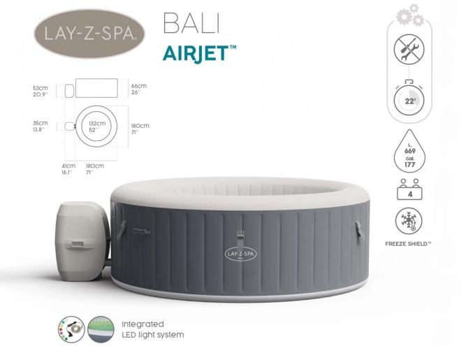 Bestway vířivka LayZSpa BALI 4os vedl světlo 60009