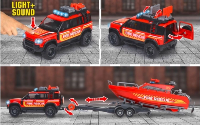 Majorette GS Land Rover vozidlo s lodí 33,5 cm